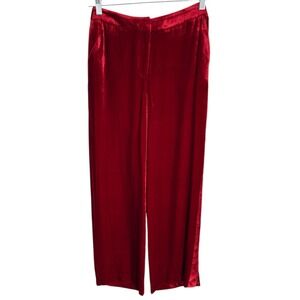 Boden Selwood Wide-leg Velvet Trousers Poinsettia Red Womens Size 6P Petite